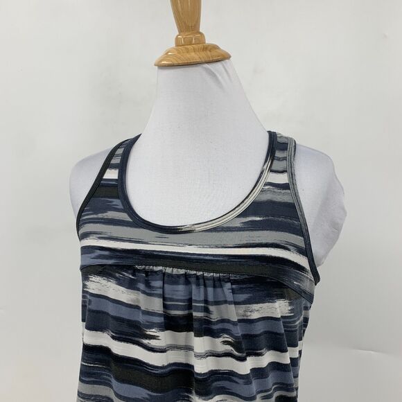 Athleta Tinker Tank Top S Small Airbrush Striped Built in Bra Racerback Side Tie - Picture 3 of 13
